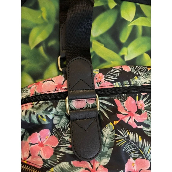 MADDEN Girl Floral Tropical Hibiscus Nylon Weekender Bag, EUC - Picture 7 of 12